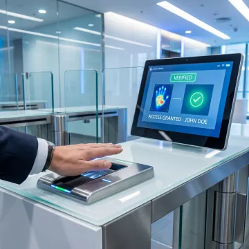 Contactless biometric identification system in use