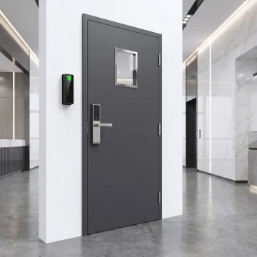 Biometric palm vein reader installed at a commercial access point