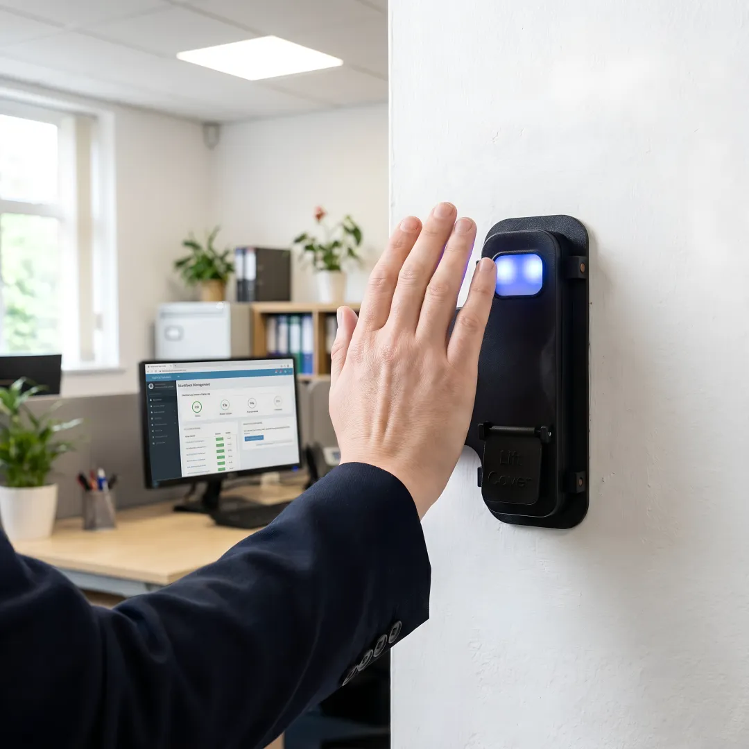 Biometric access control system securing a commercial doorway