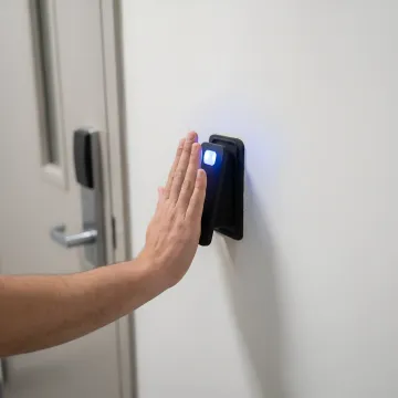 Contactless biometric identification system in use