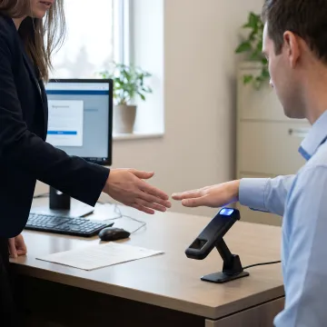 Contactless biometric enrollment system in use