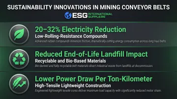 Conveyor belt sustainability innovations low rolling resistance energy savings and emissions reductions