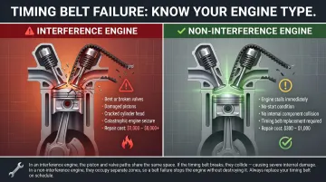 Interference versus non-interference engine timing belt failure outcome comparison