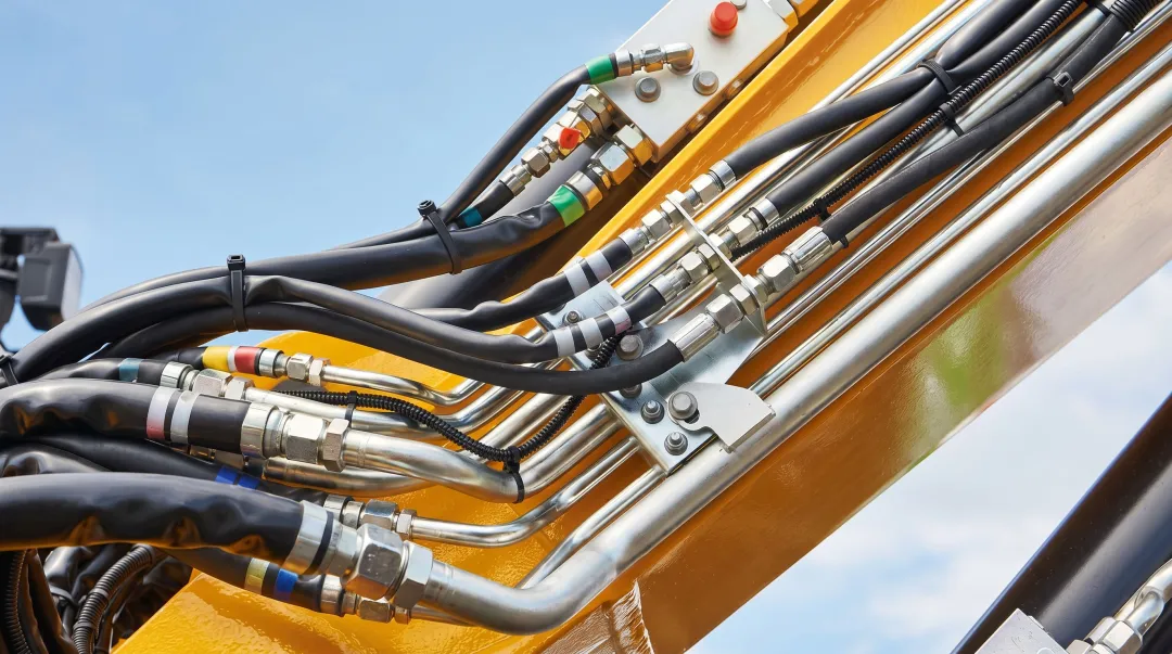 Industrial hydraulic system with relief valves installed on heavy machinery equipment