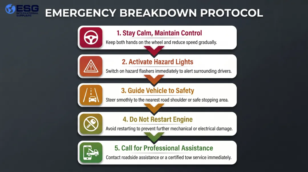 5-step emergency response process when timing belt breaks while driving