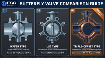 Three butterfly valve subtypes wafer lug and triple-offset configuration comparison