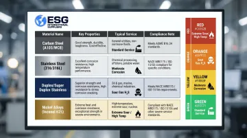 Oil and gas ball valve material selection guide by service condition comparison chart