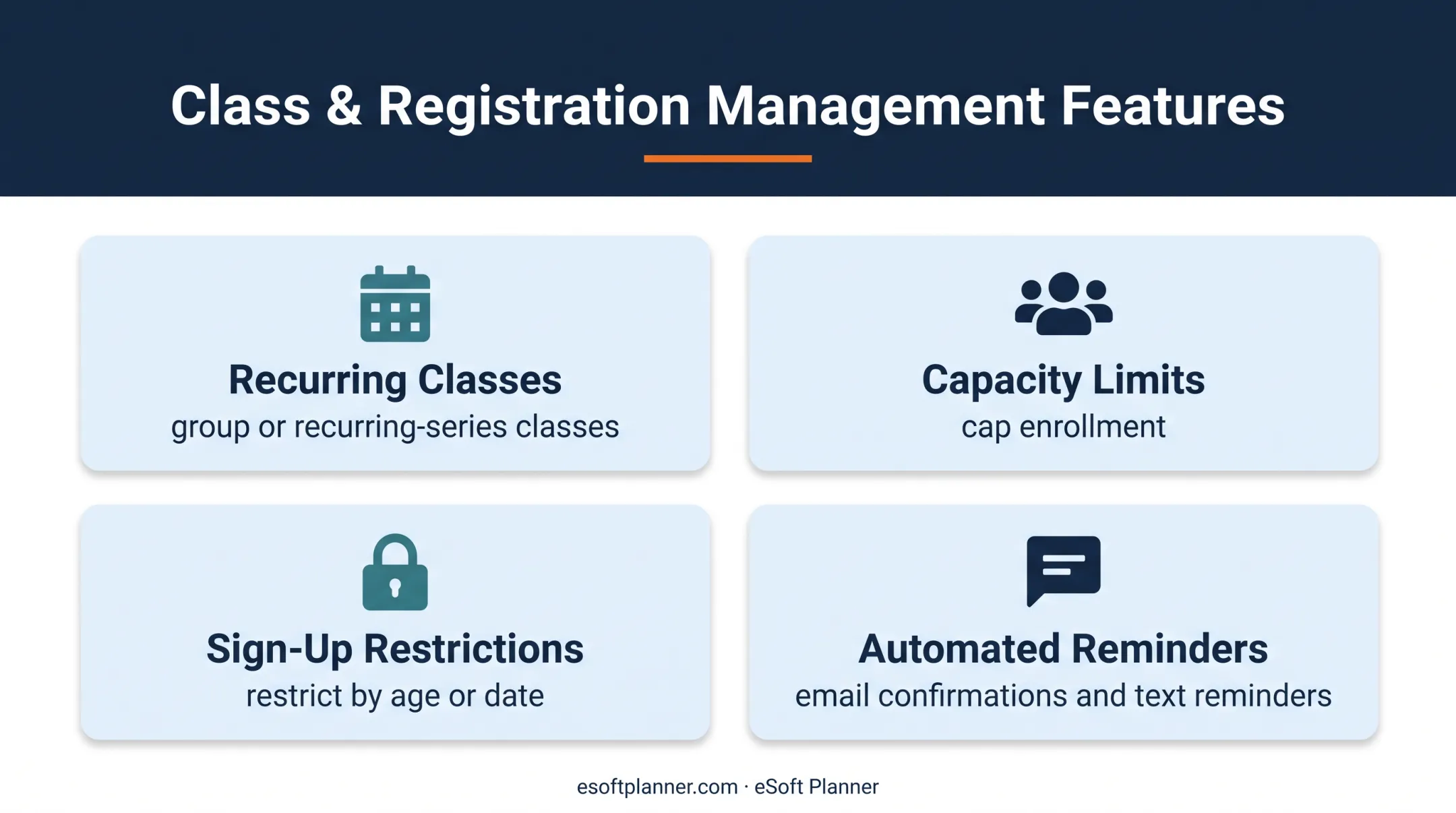 Class enrollment software capabilities for sports program management