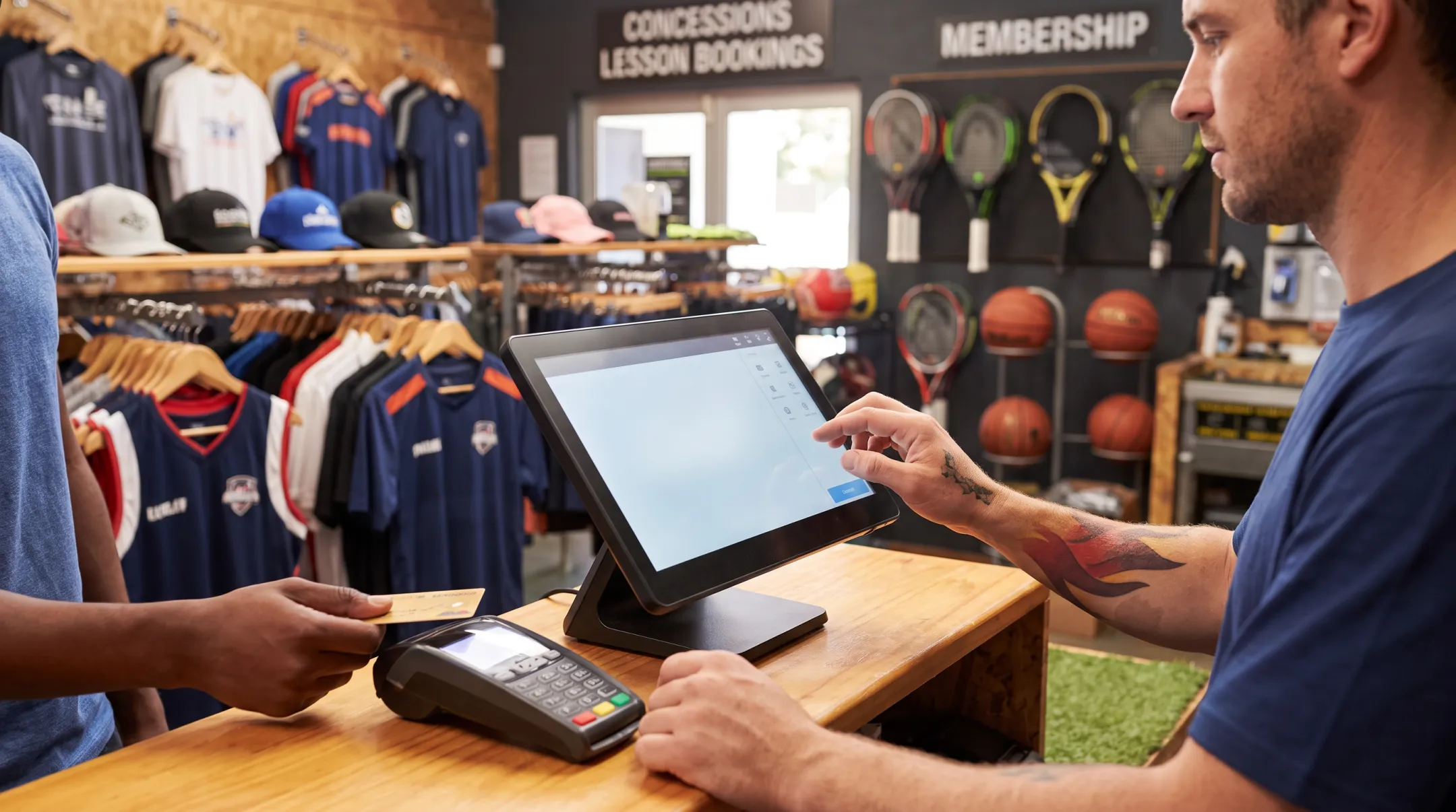 Sports complex pro shop using integrated POS and membership software