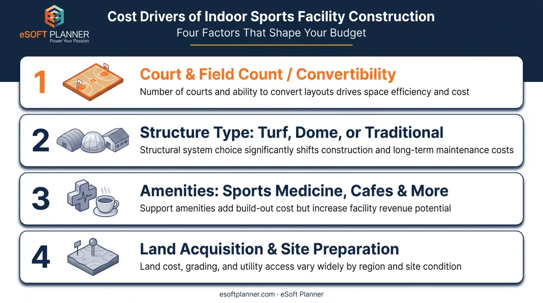 Key cost factors driving indoor sports facility construction price variation