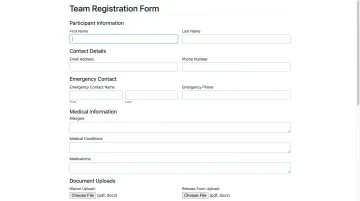 Digital player registration form displaying required fields and document upload options