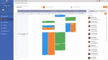 eSoft Planner sports facility scheduling dashboard showing calendar bookings and customer management interface