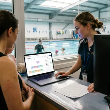 Swim lesson scheduling software dashboard