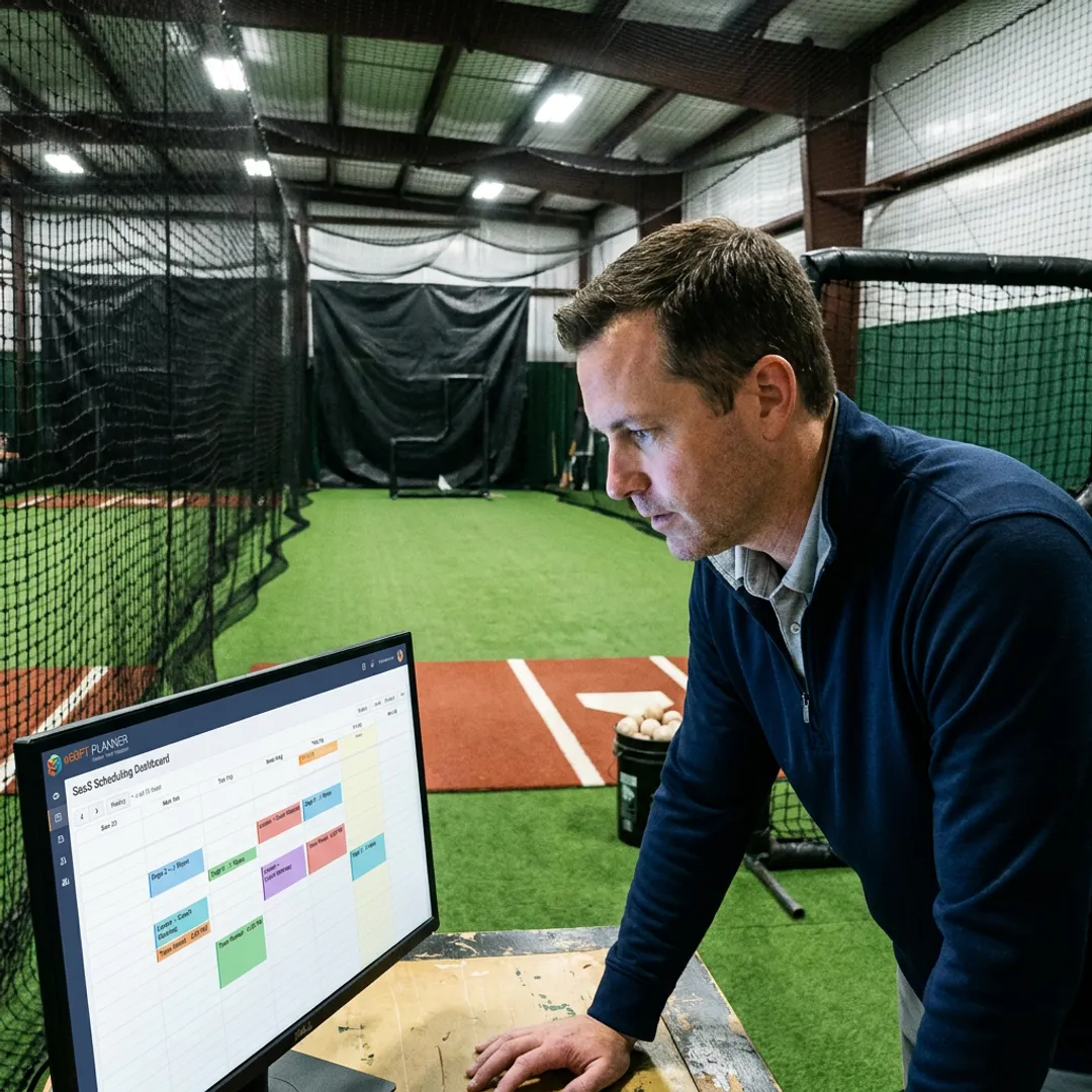 Facility manager reviewing batting cage bookings