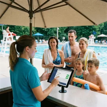 Member checking in at a swim club