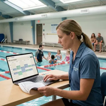Aquatic centre manager using scheduling software