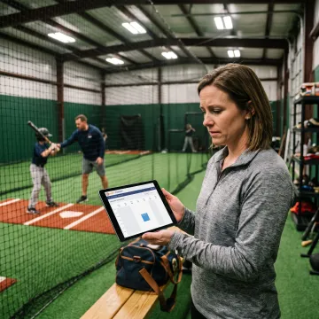Parent booking a baseball lesson online