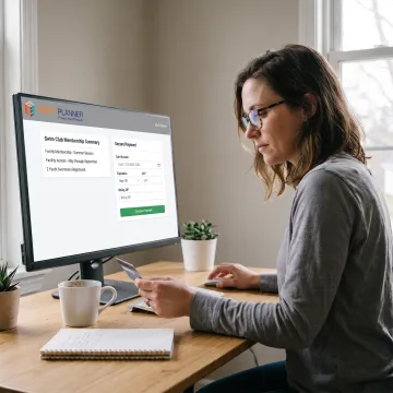 Online swim club membership payment screen