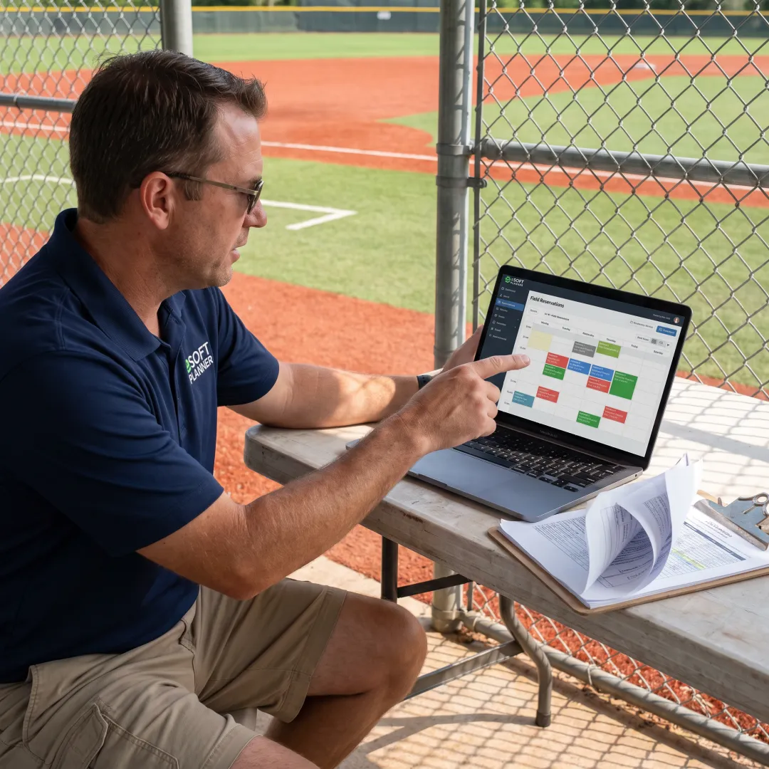 Coach booking a softball field online