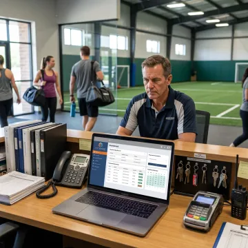 Sports facility manager using scheduling software