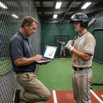 Baseball player booking a batting cage session