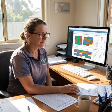 Swim club manager using scheduling software