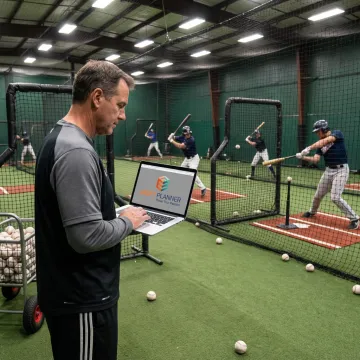 Baseball coach scheduling training sessions on software