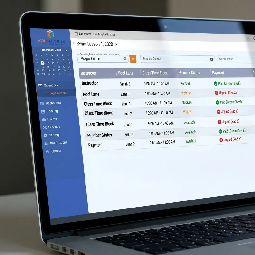 Swim lesson scheduling dashboard