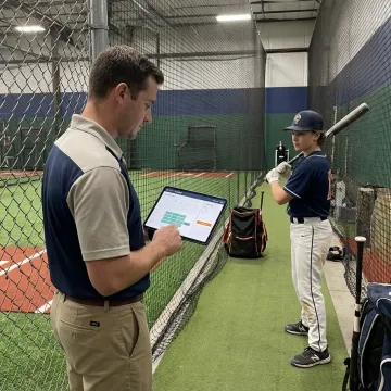 Athlete booking a batting cage online