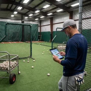 Baseball player booking a batting cage online
