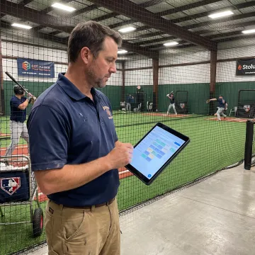 Coach and manager using baseball scheduling software