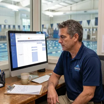 Aquatics manager using scheduling software