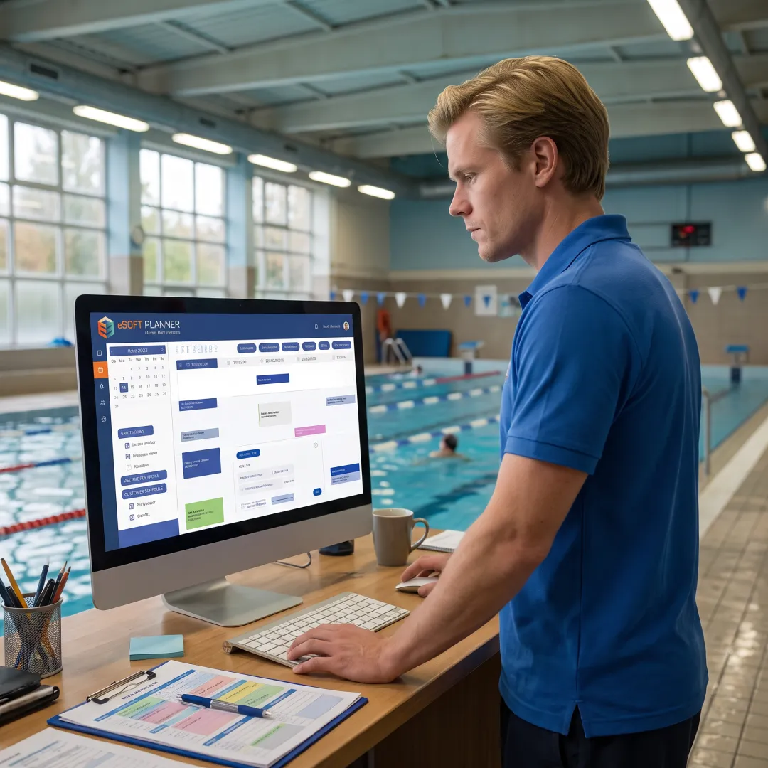 Swim lesson bookings displayed on software