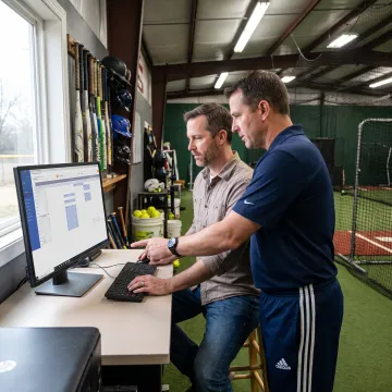 Coach and facility manager using softball scheduling software