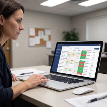 Aquatic facility staff managing swim programs online