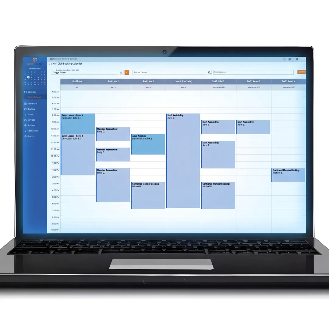 Online swim club booking calendar