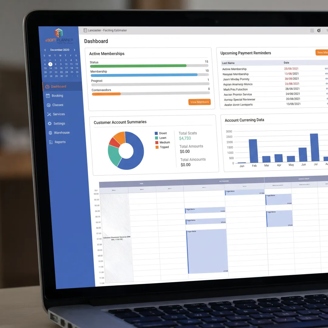 Online membership billing dashboard