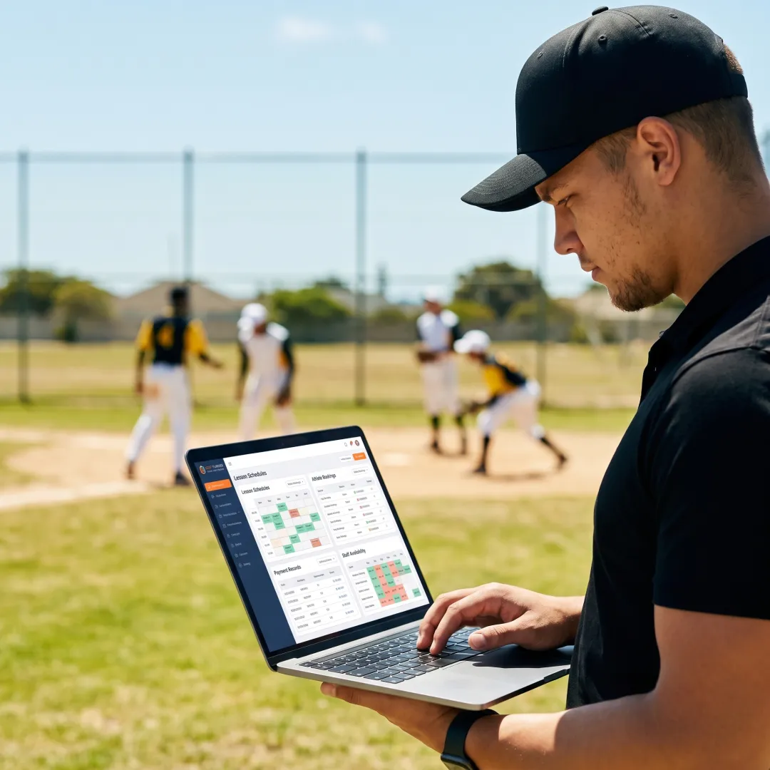 Coach using sports scheduling software