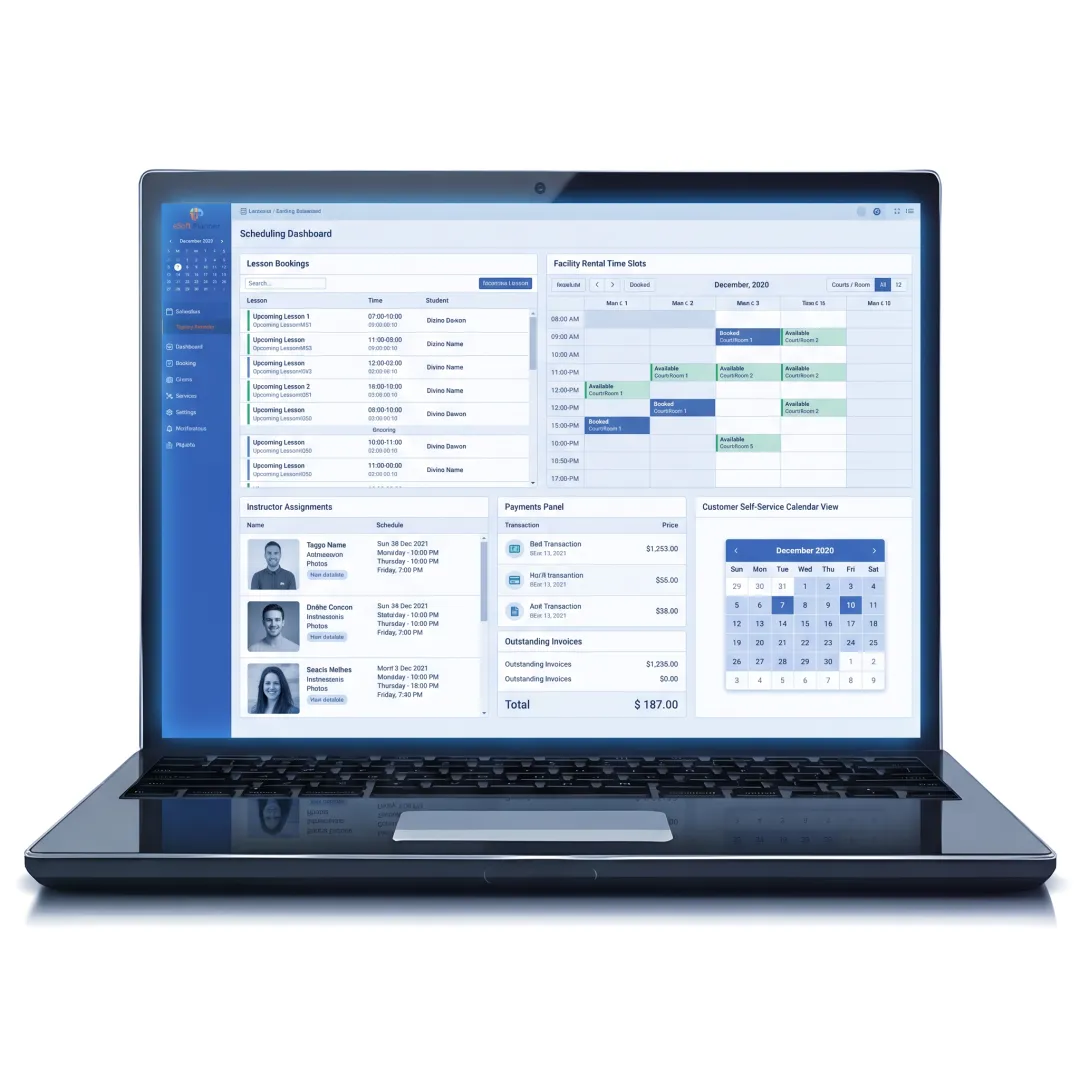 Online facility scheduling dashboard