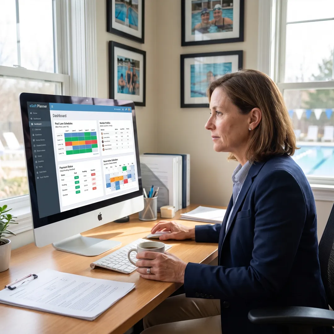 Swim club manager using membership software