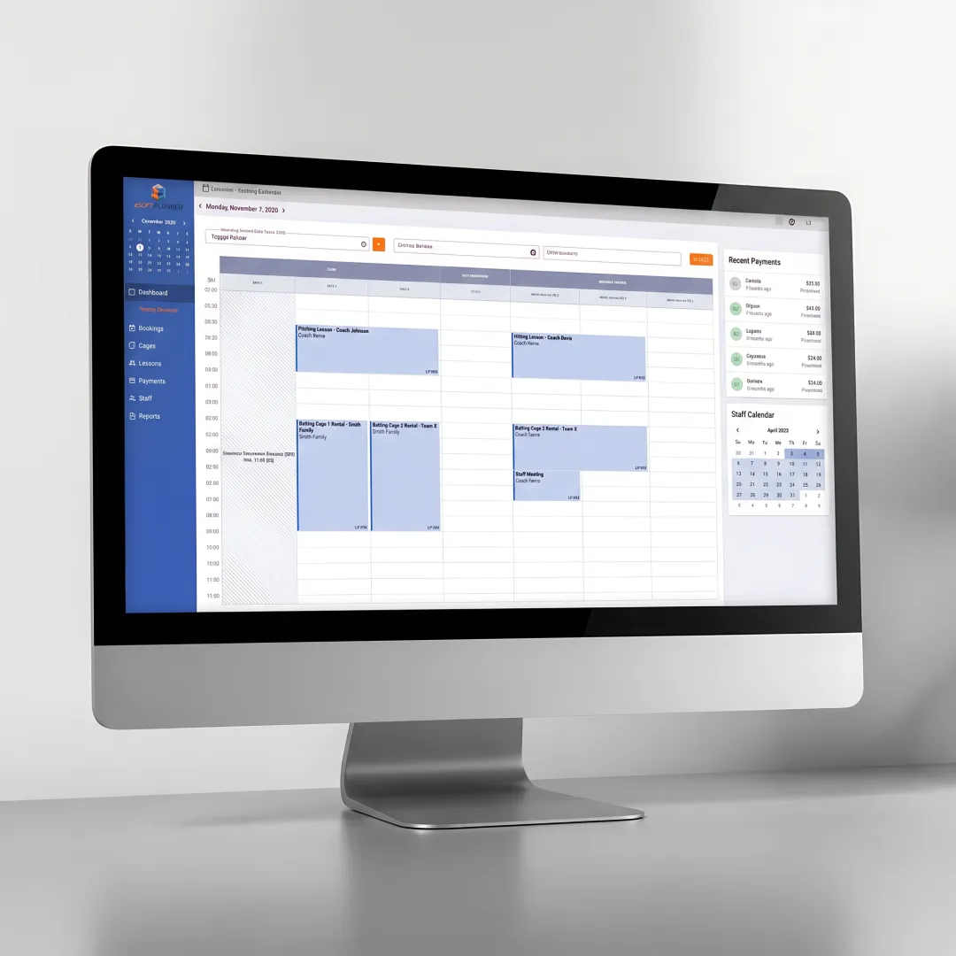 Online baseball facility scheduling dashboard