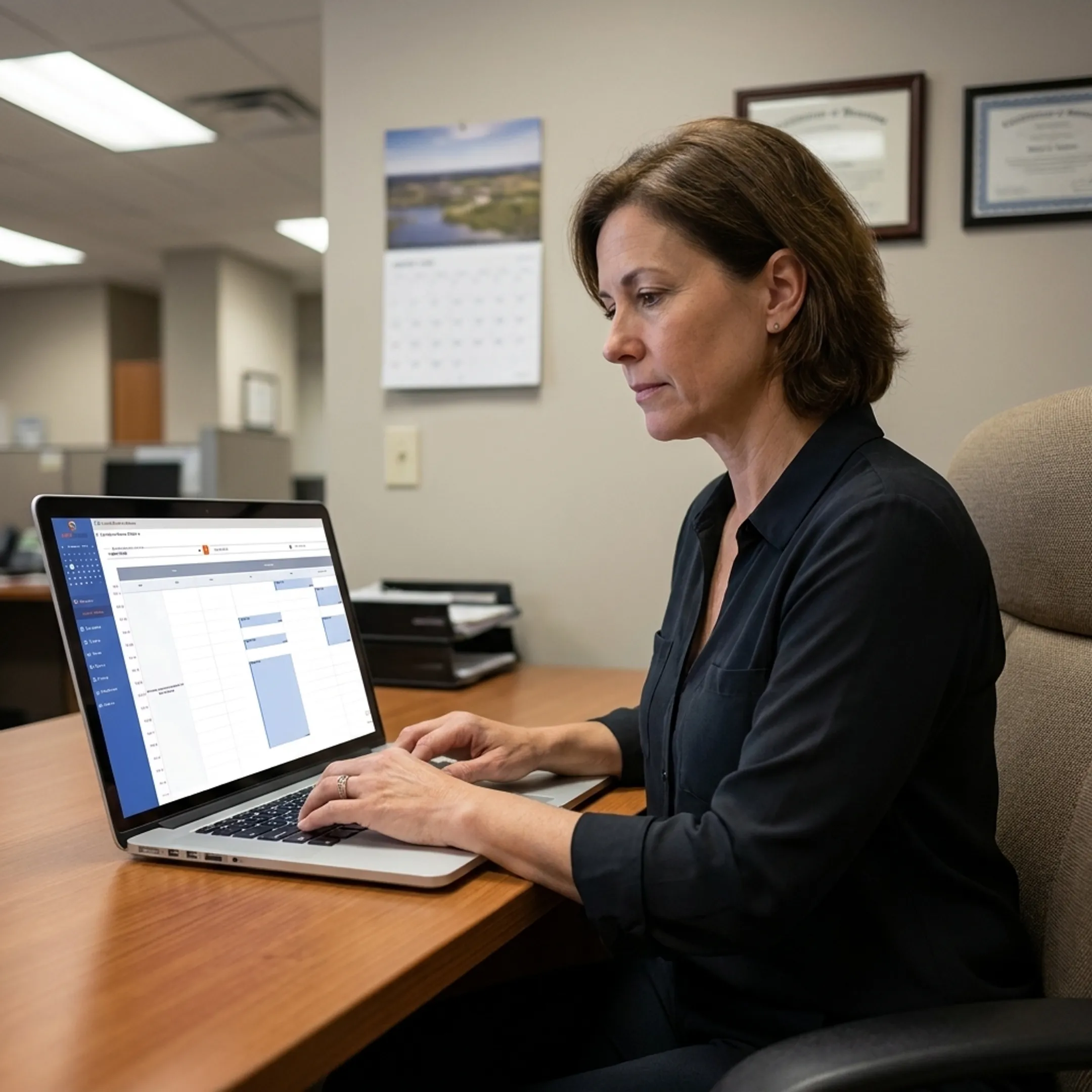 Facility administrator managing memberships and recurring billing online