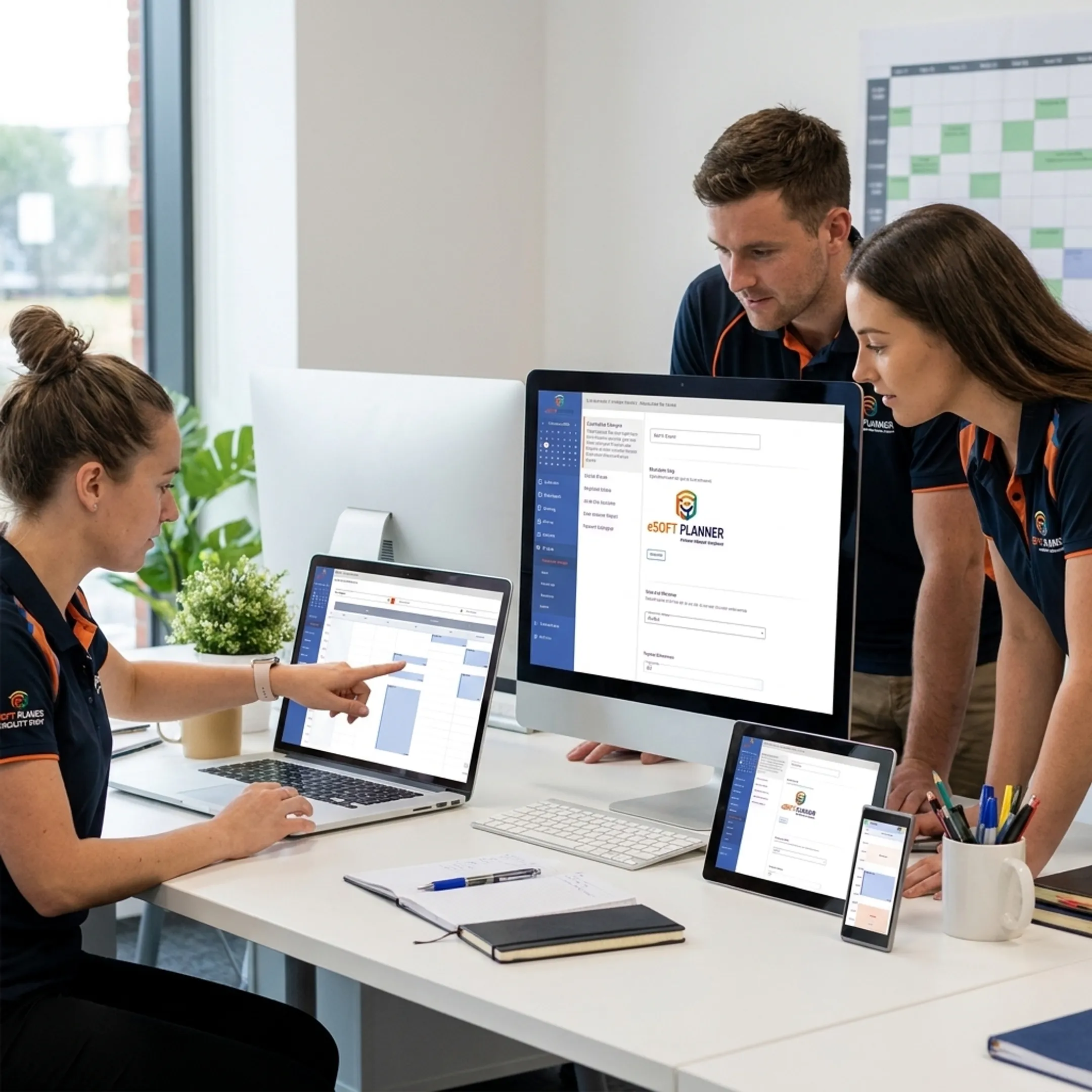 Staff configuring sports scheduling software