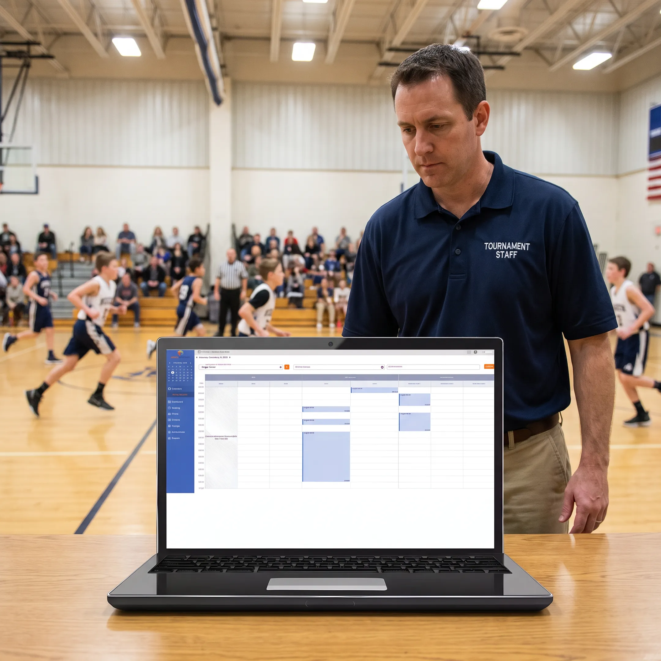 Youth basketball tournament organizer using scheduling software