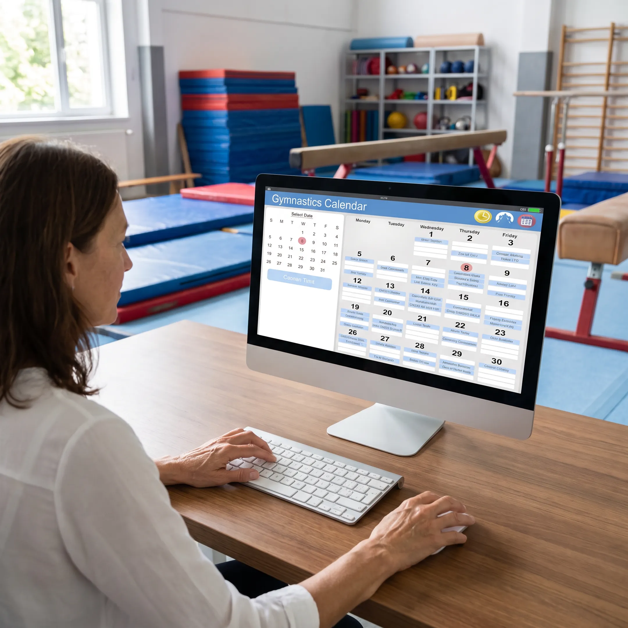 Gymnastics program manager using scheduling software