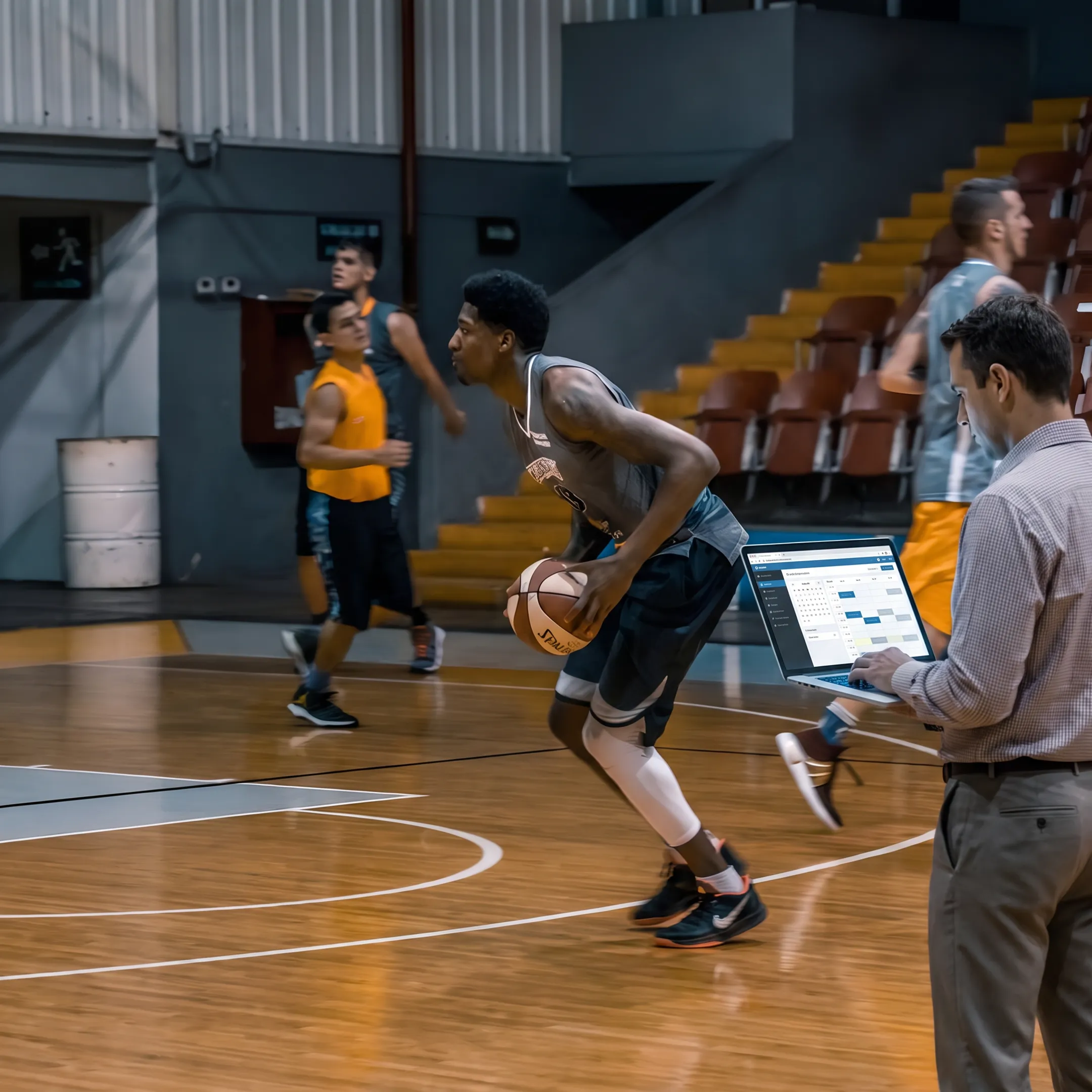 Staff member scheduling basketball court time online