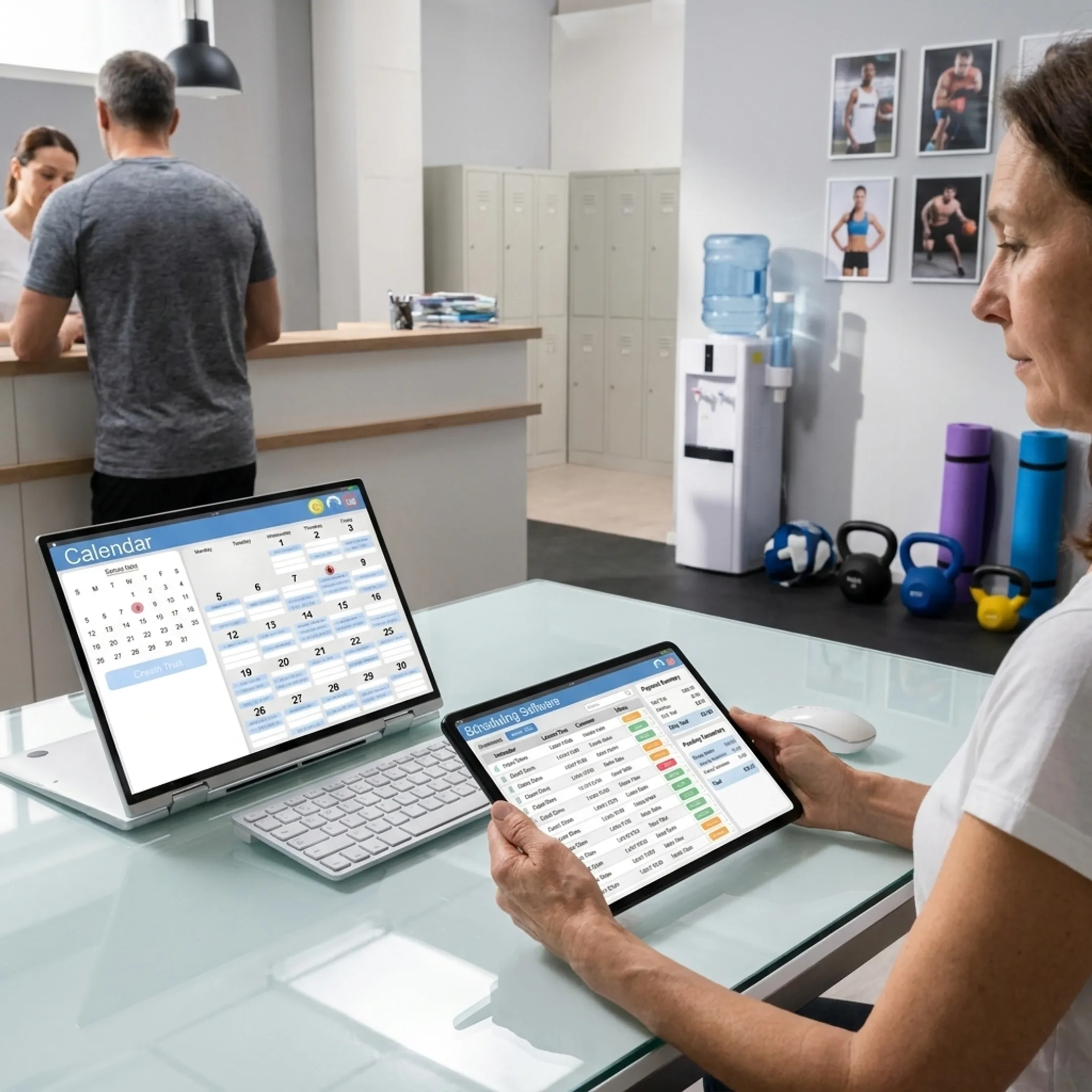 Staff member managing online lesson bookings