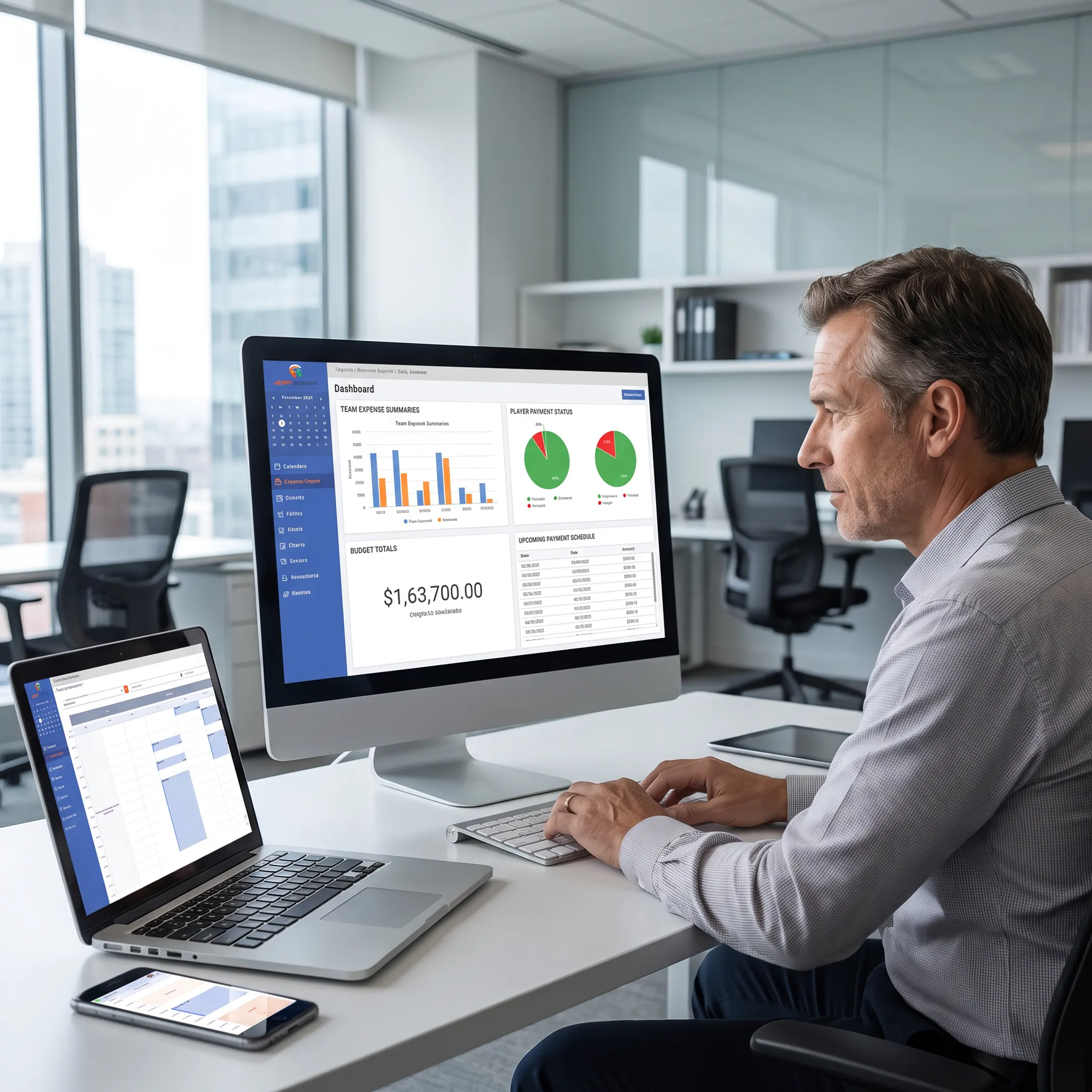 Administrator managing team fees and expenses