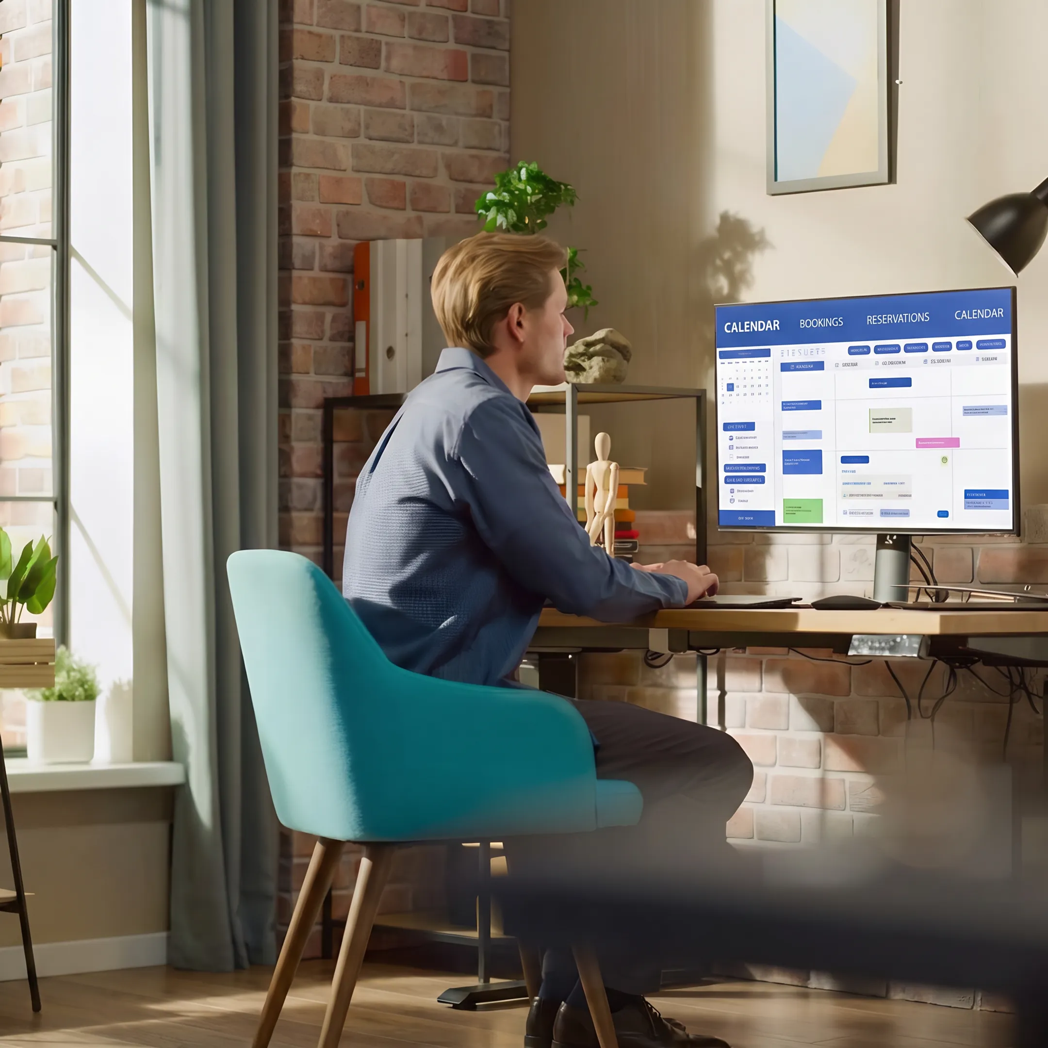 Venue manager reviewing event bookings and facility schedules on management software
