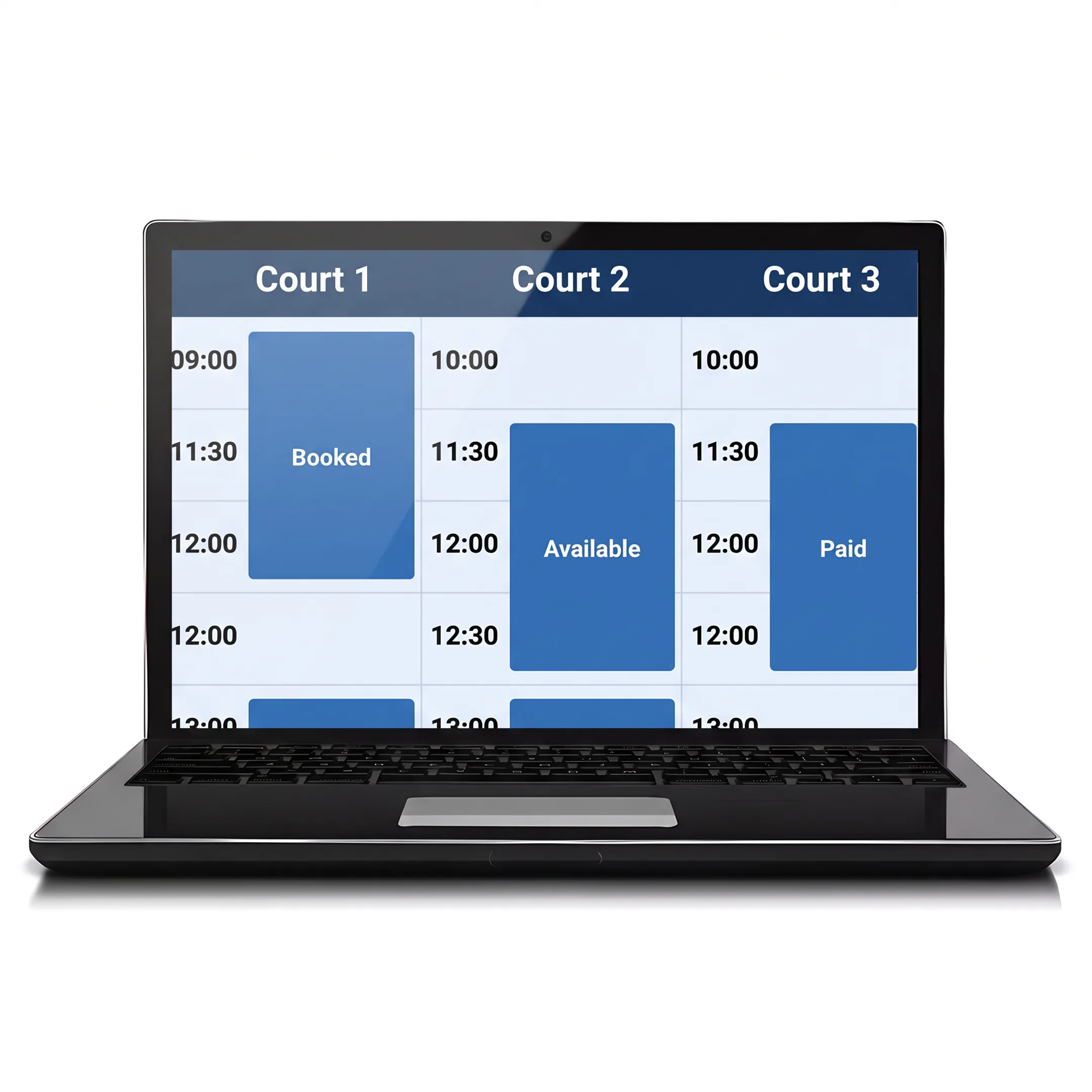 Facility manager reviewing padel court reservations online